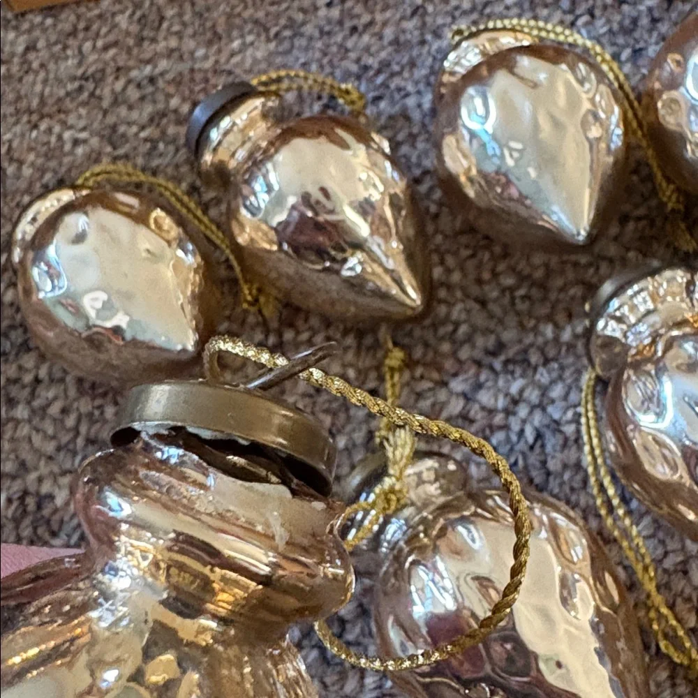 8 Restoration Hardware Gold Mercury Glass Ball Spindle Ornaments